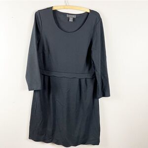 Tahari scoop neck scalloped hem 3/4 sleeve black dress plus size 14